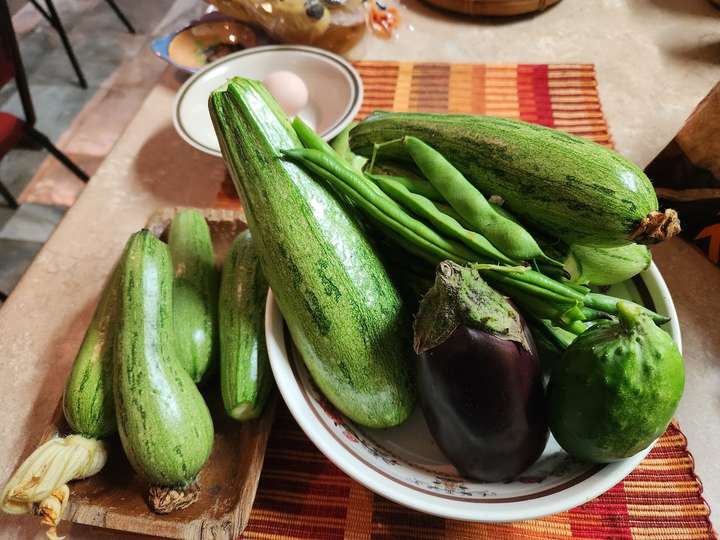 Marrows, beans and aubagene 